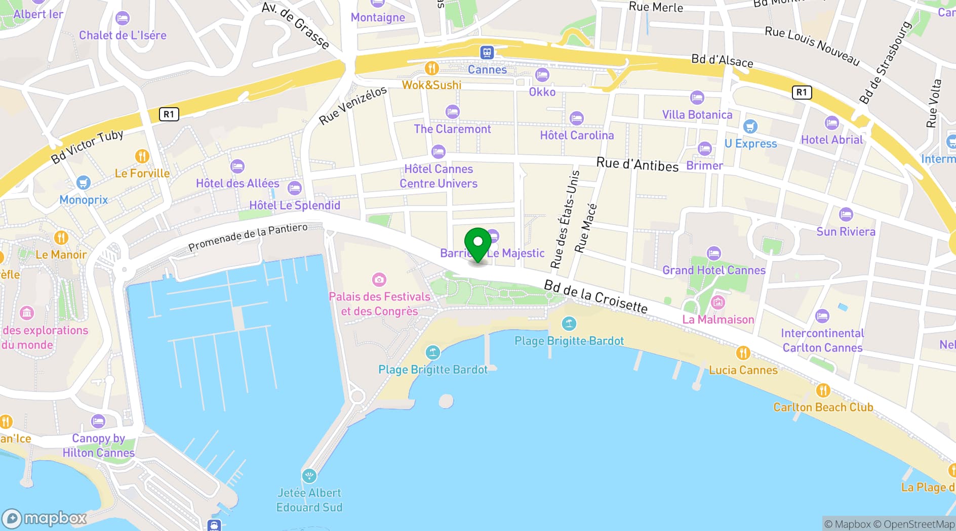 Map showing Hotel Barrière Le Majestic
