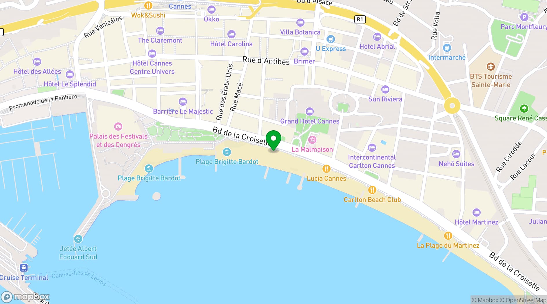 Map showing La Môme Plage