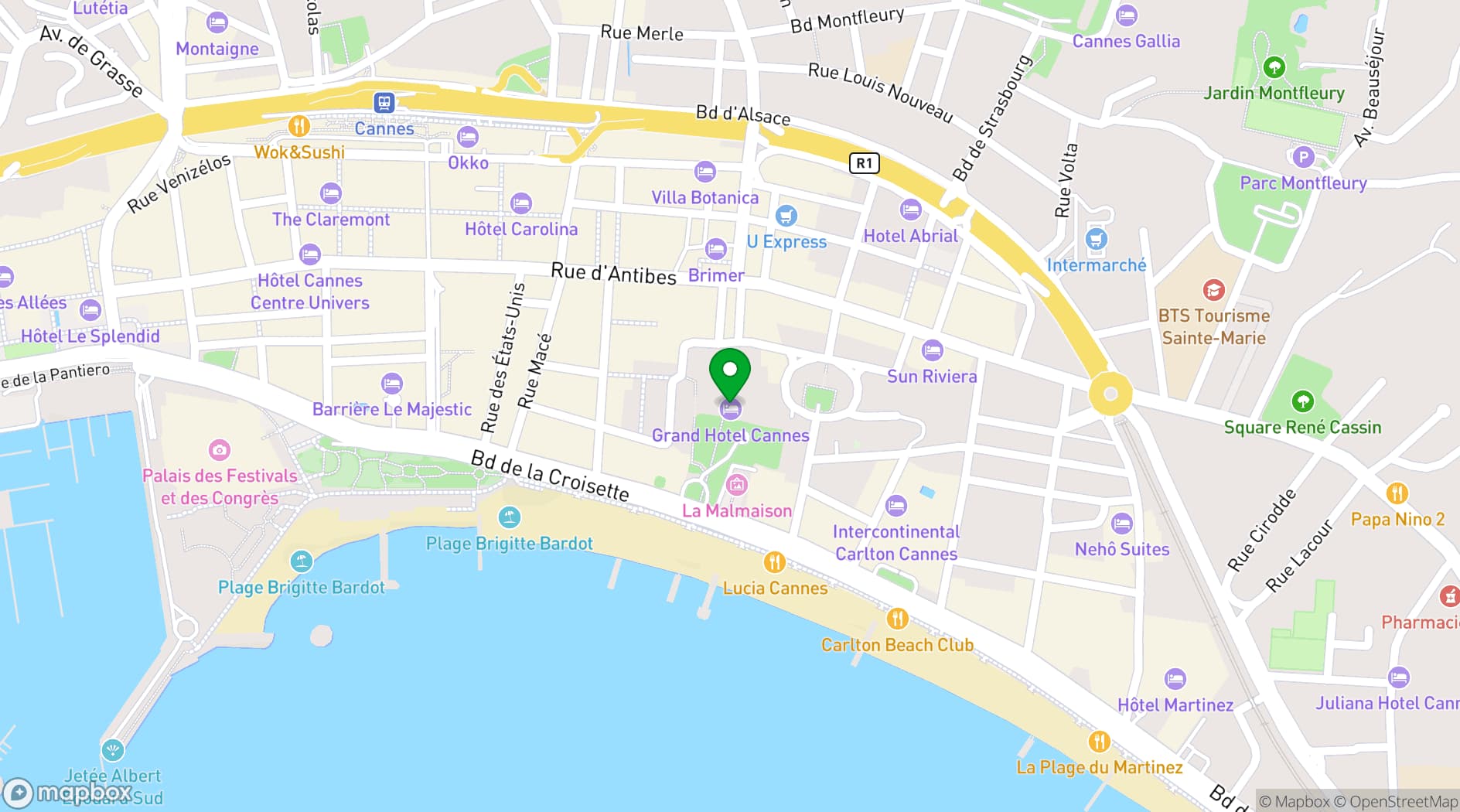 Map showing Mondrian Cannes