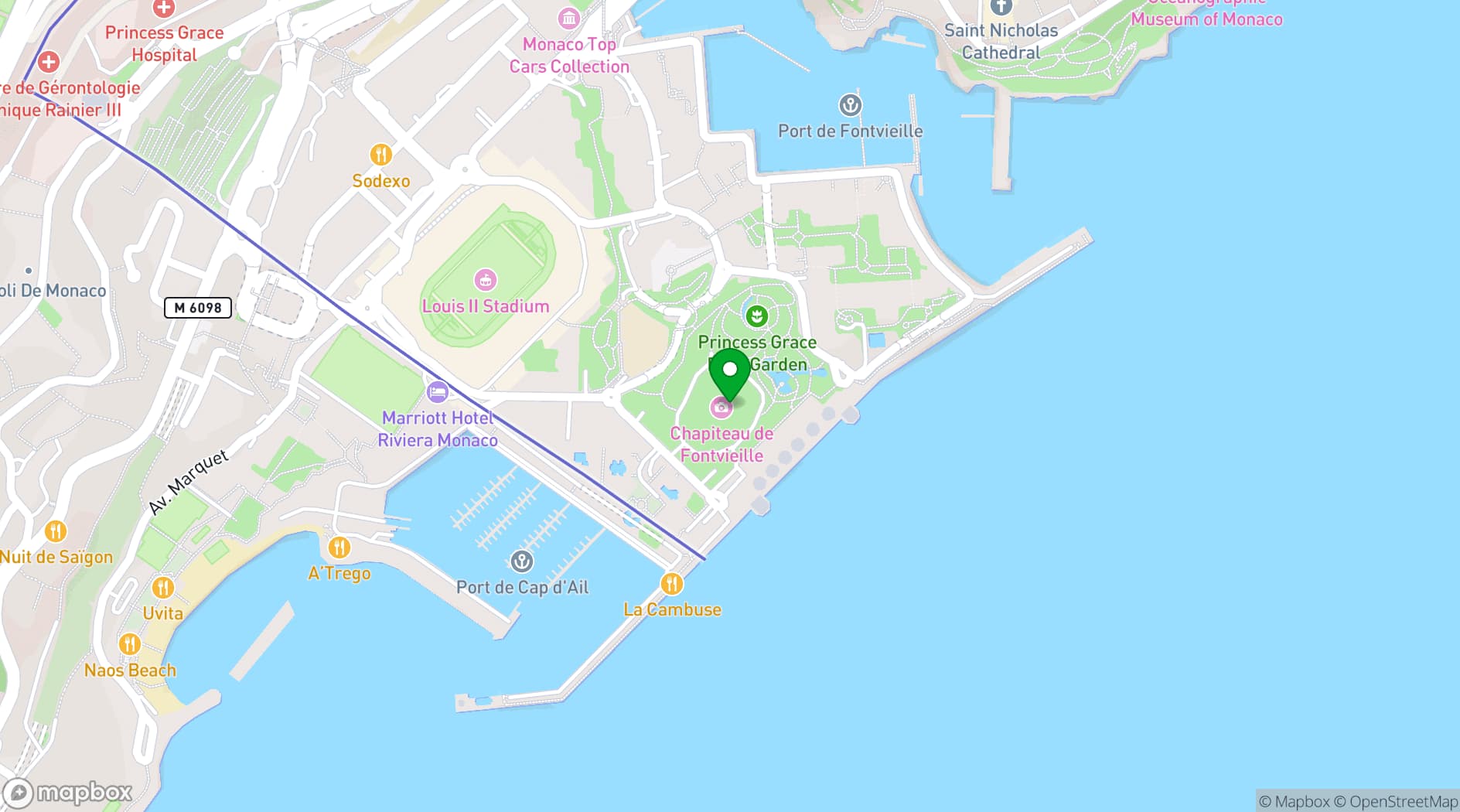 Map showing Chapiteau de Fontvieille