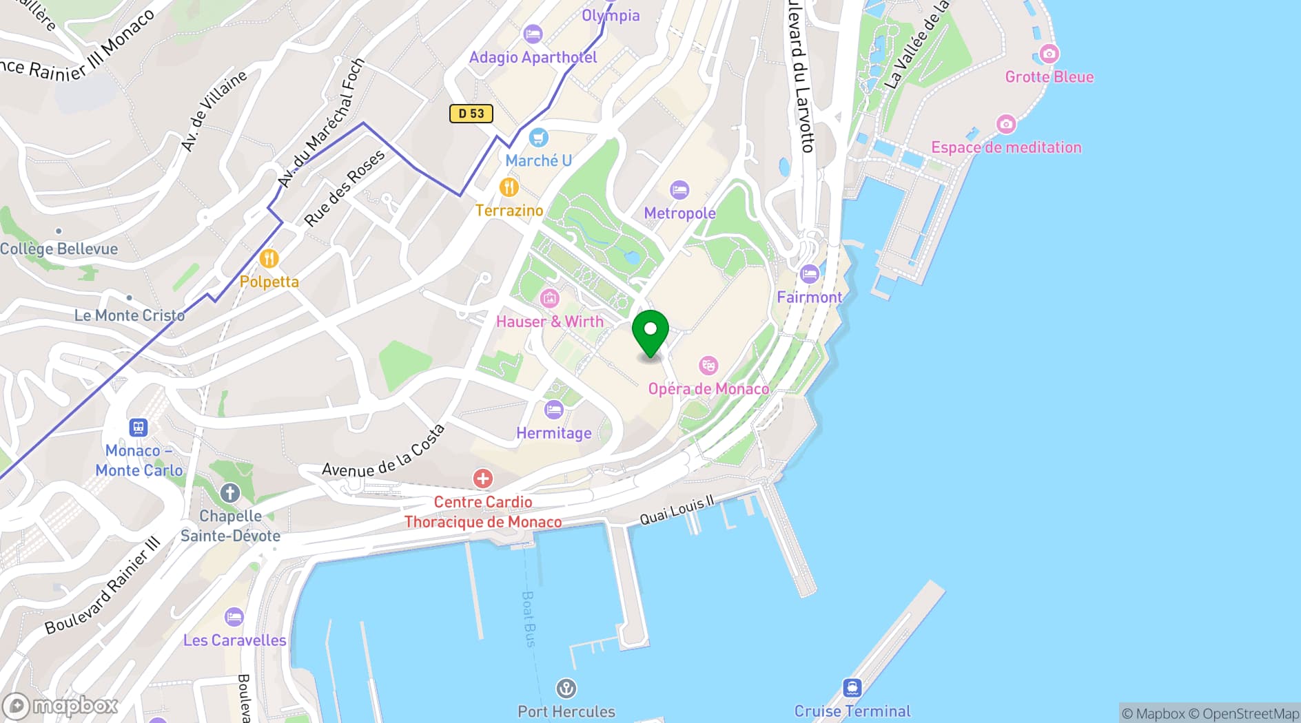 Map showing Casino de Monte-Carlo