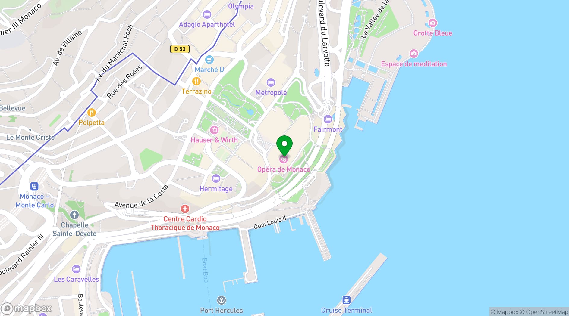 Map showing Opéra de Monte-Carlo
