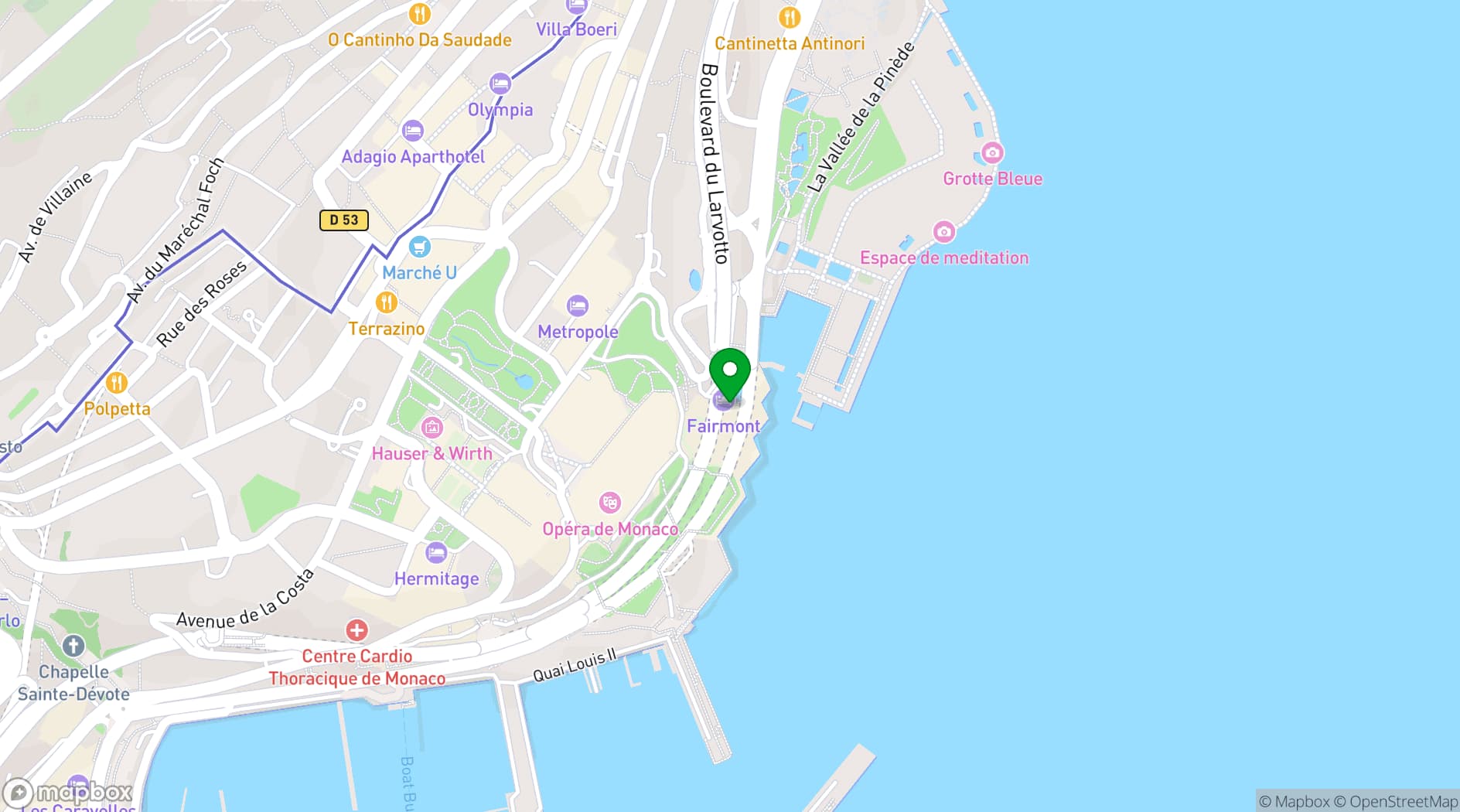 Map showing Fairmont Monte Carlo