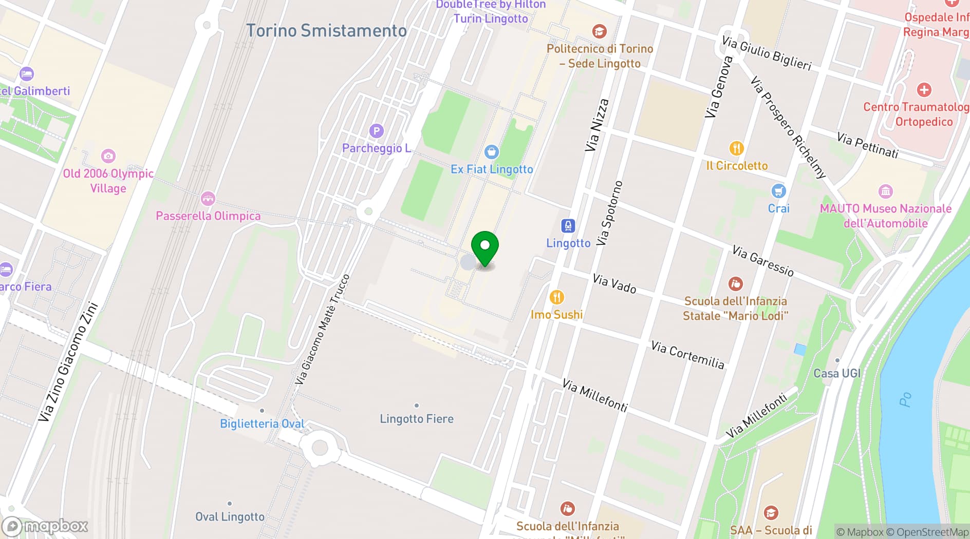 Map showing Centro Congressi Lingotto