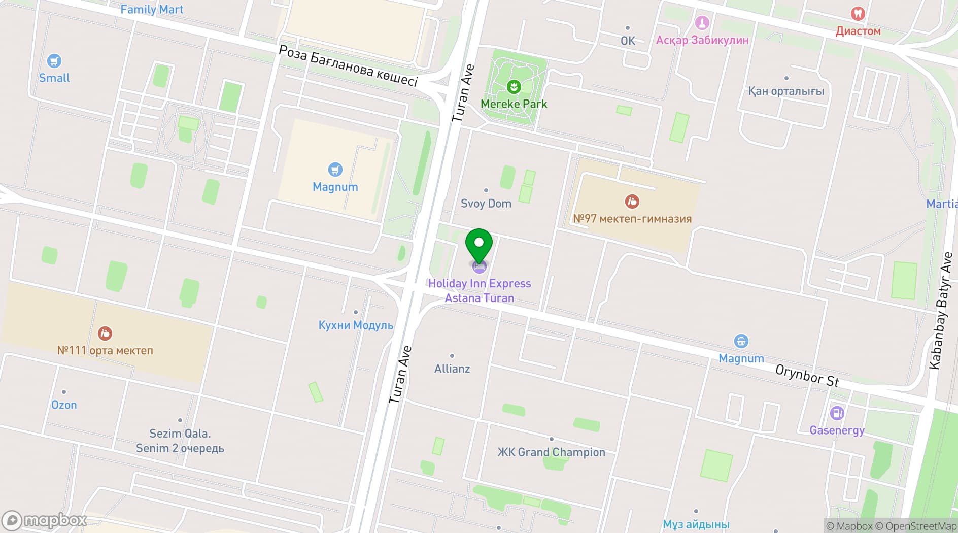 Map showing Holiday Inn Express Astana - Turan