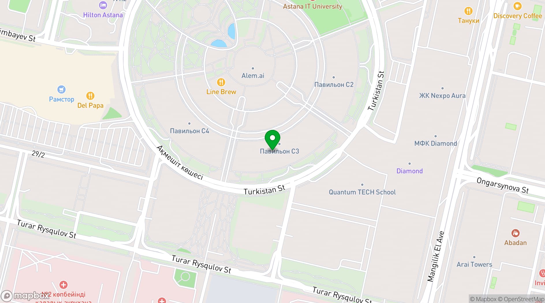 Map showing AIFC