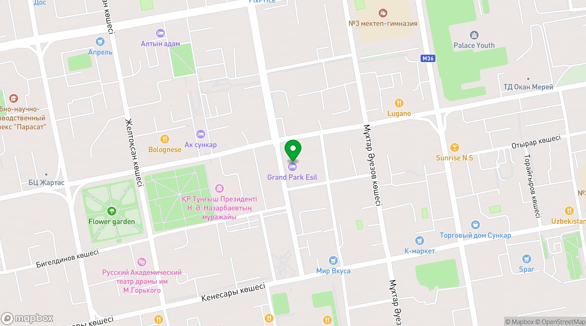 Map showing Grand Park Esil Hotel