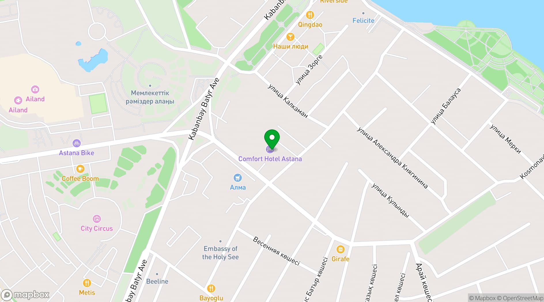Map showing Comfort Hotel Astana