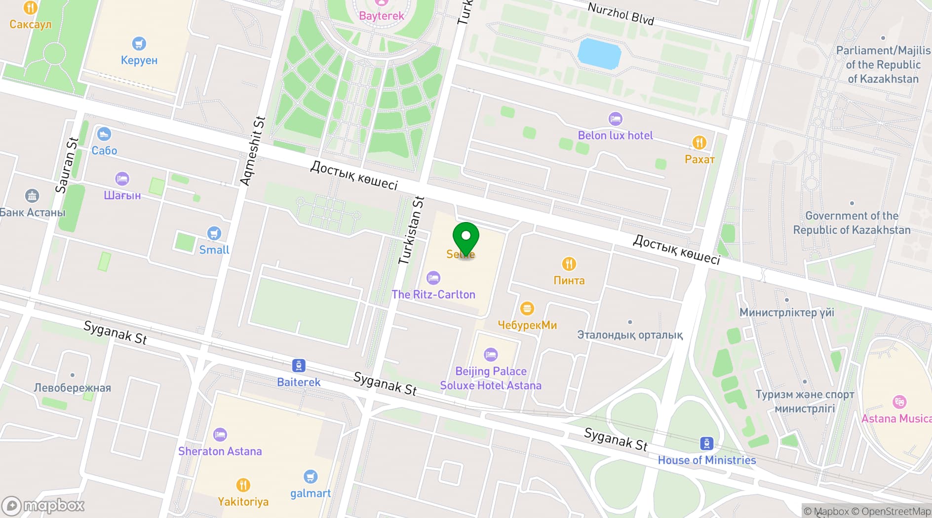 Map showing The Ritz-Carlton, Astana