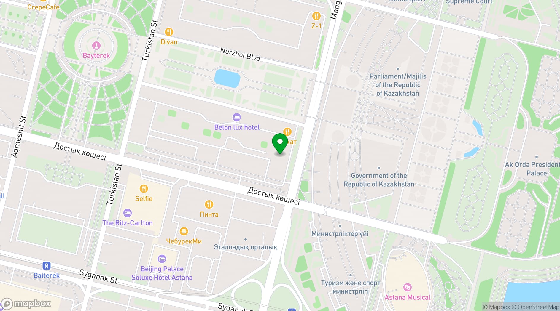 Map showing Best Western Plus Astana