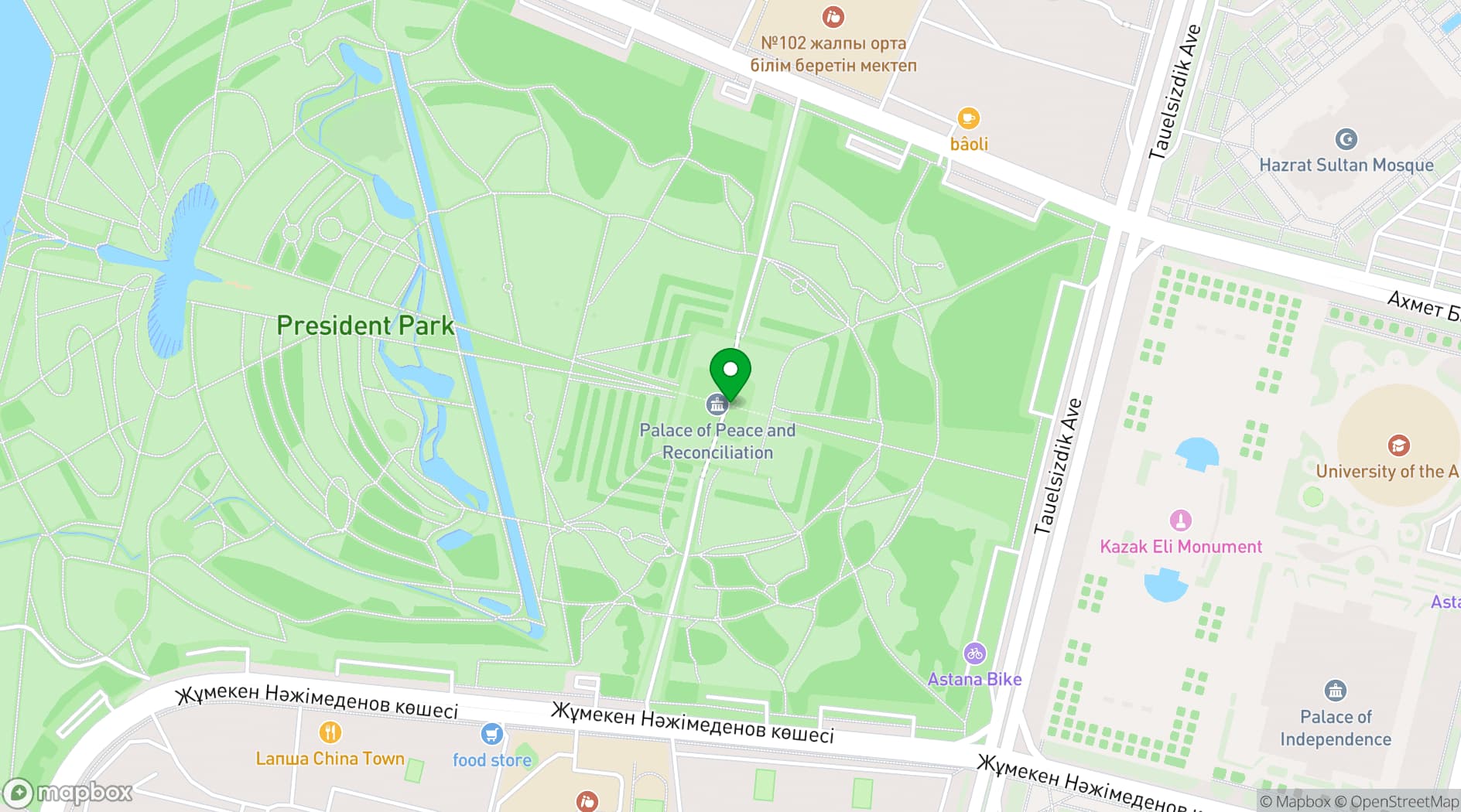 Map showing Palace of Peace and Reconciliation