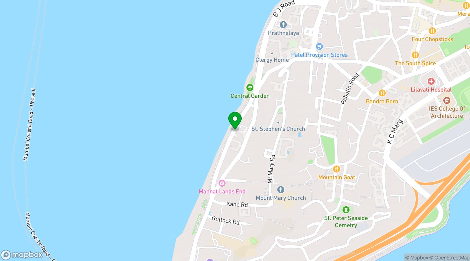 Map showing Taj Lands End Mumbai