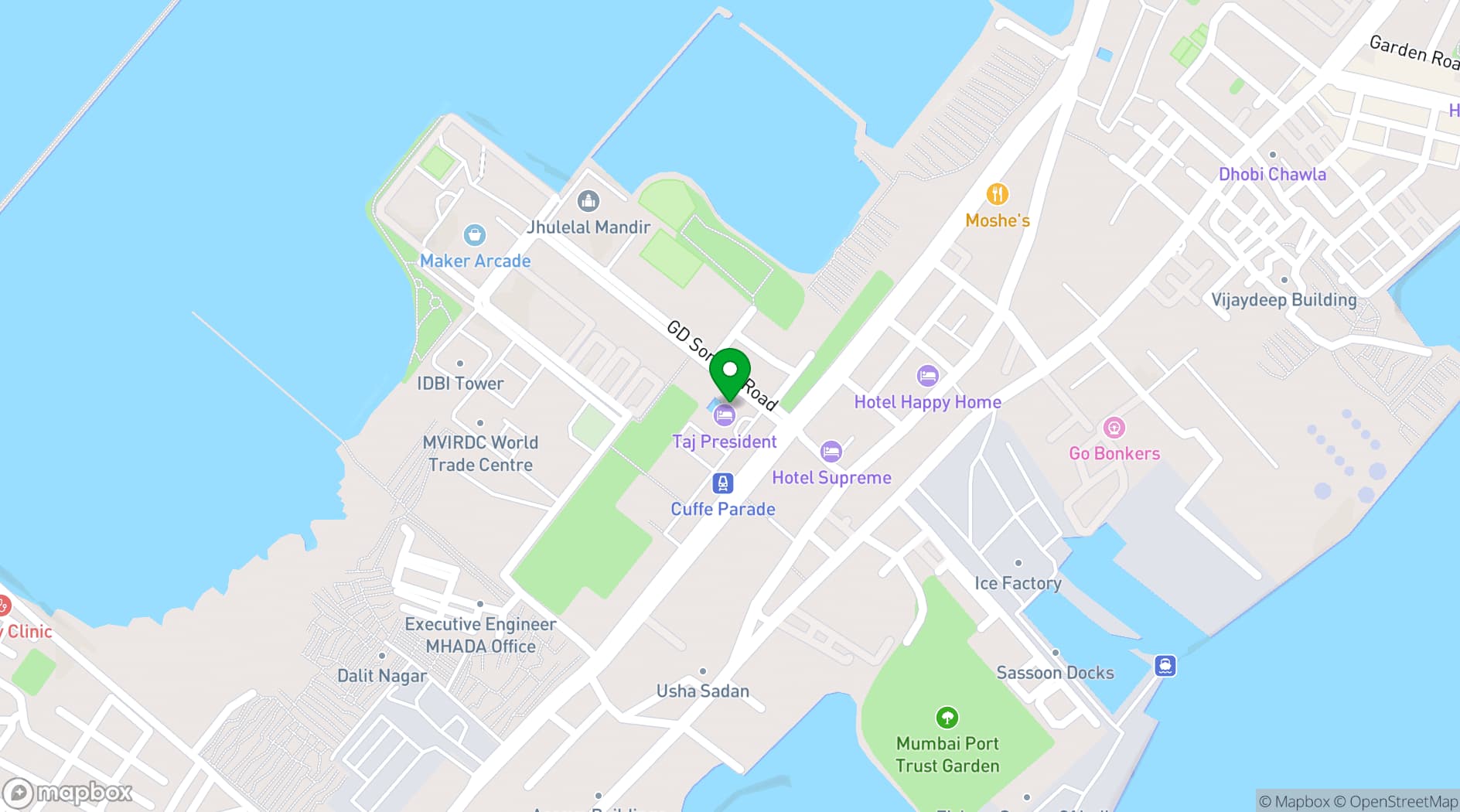 Map showing Vivanta By Taj President