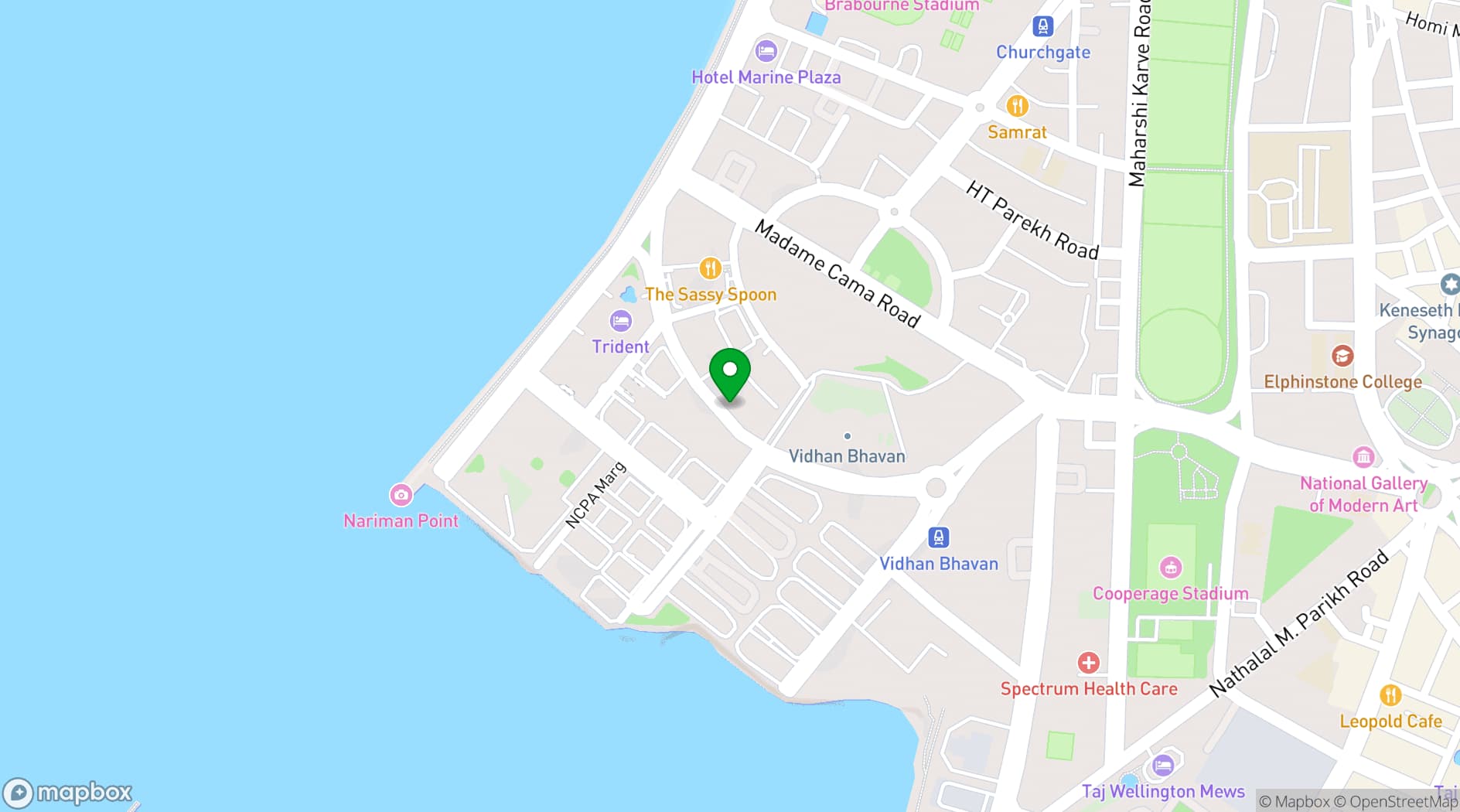 Map showing Trident Nariman Point, Mumbai
