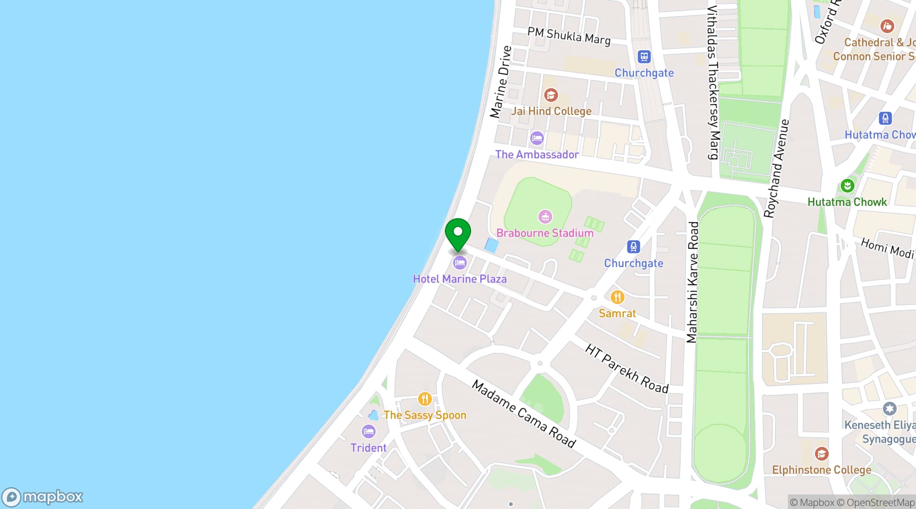 Map showing Marine Plaza
