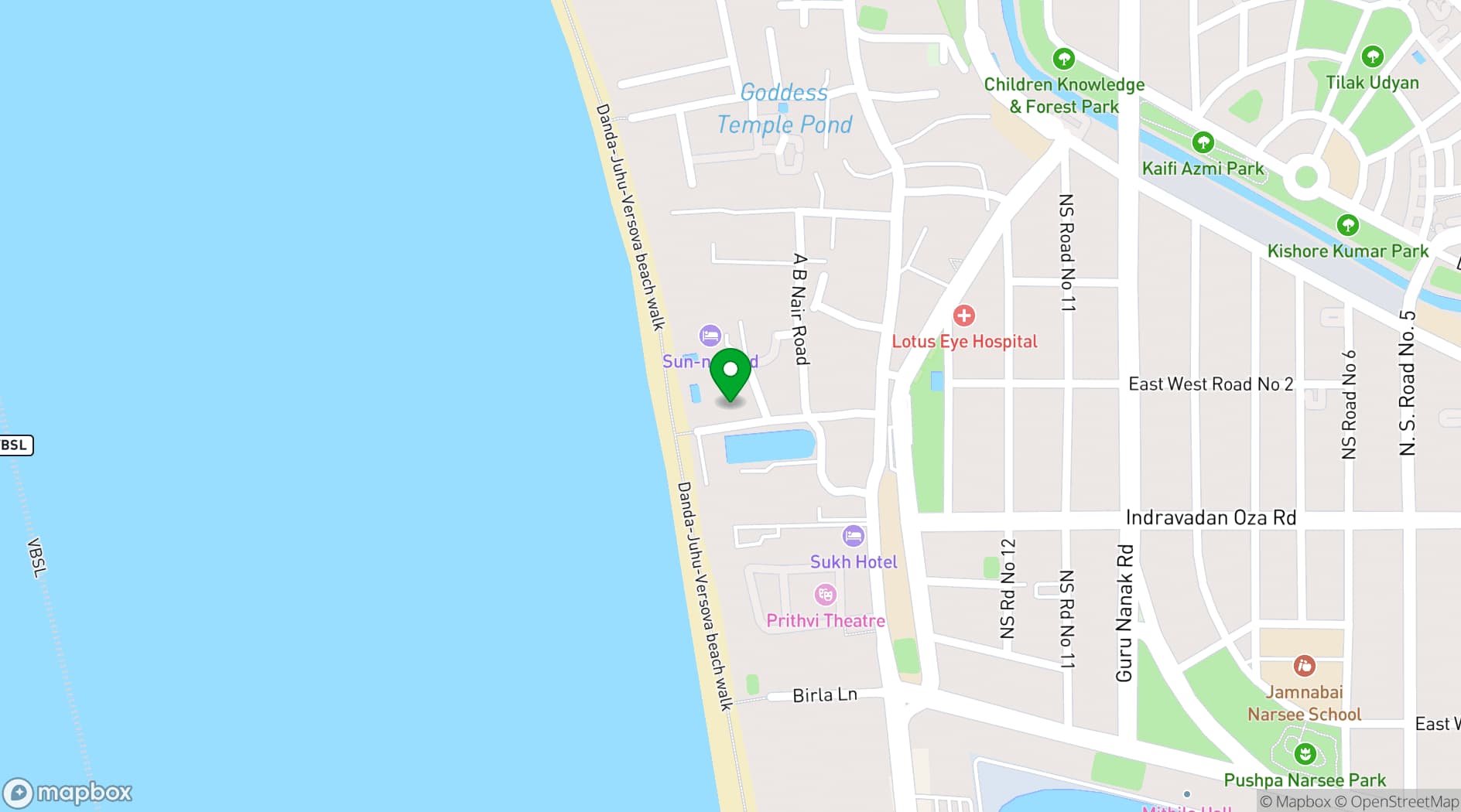 Map showing Novotel Mumbai Juhu Beach