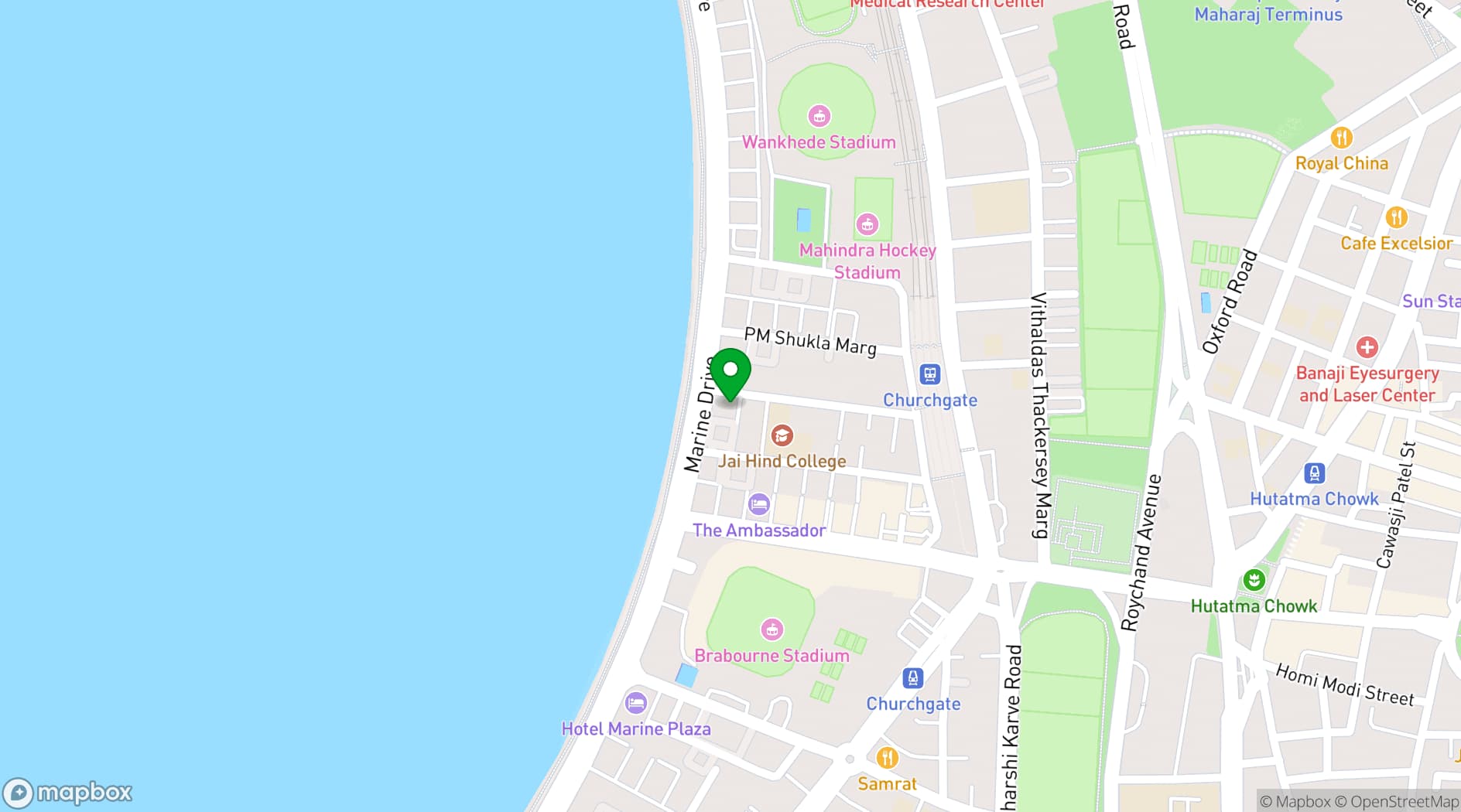 Map showing  InterContinental Marine Drive-Mumbai
