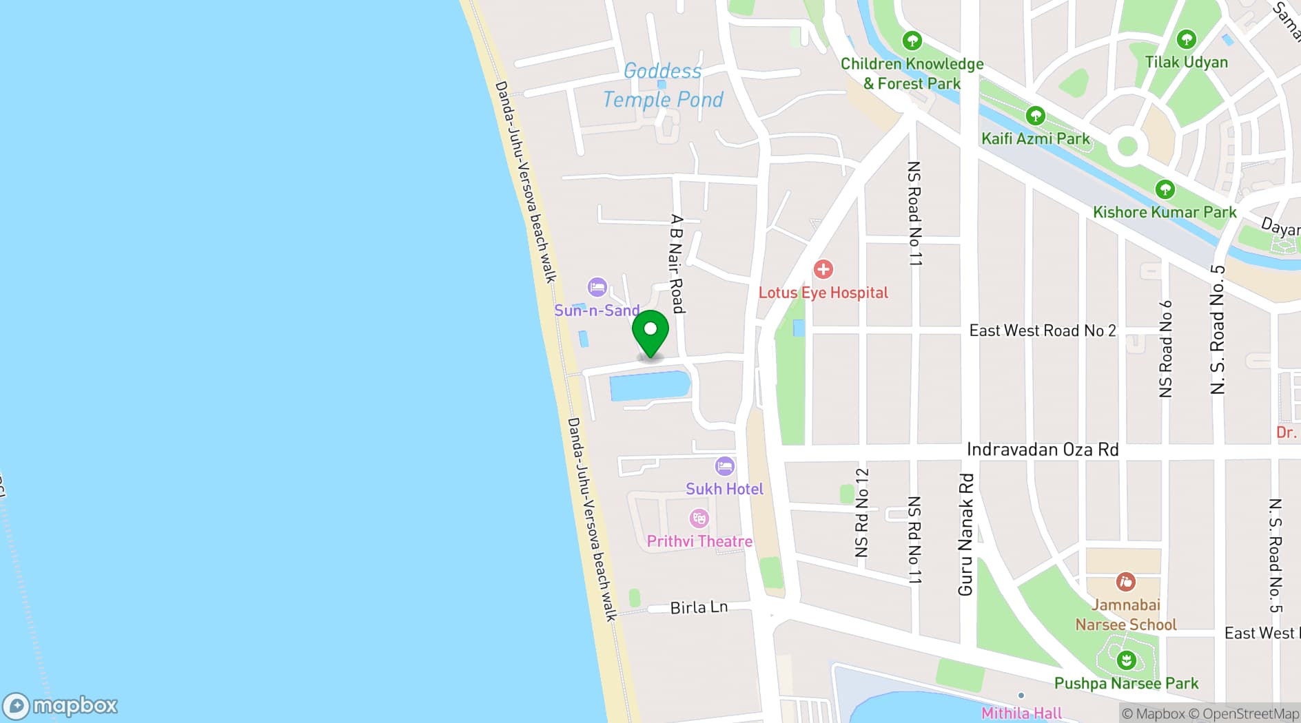 Map showing Novotel Mumbai Juhu Beach