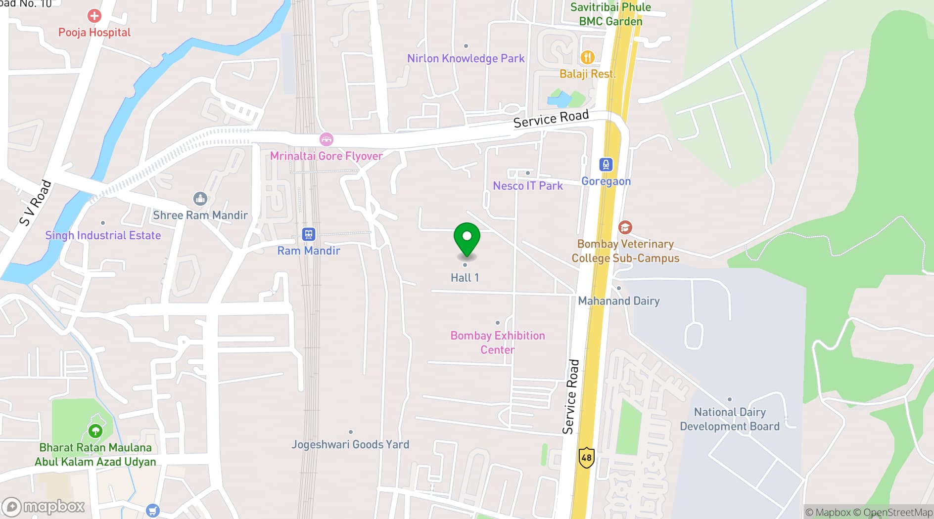 Map showing Mumbai Exhibition Center