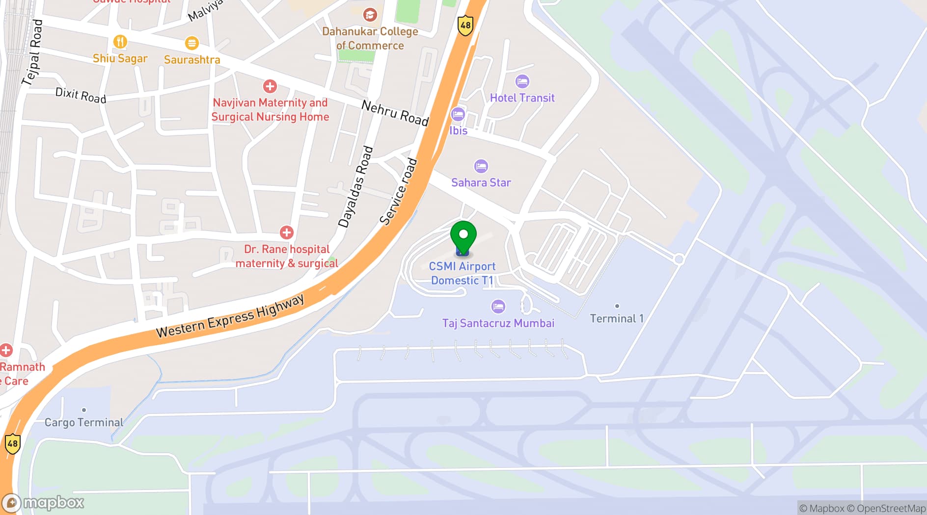 Map showing JW Marriott Mumbai Sahar