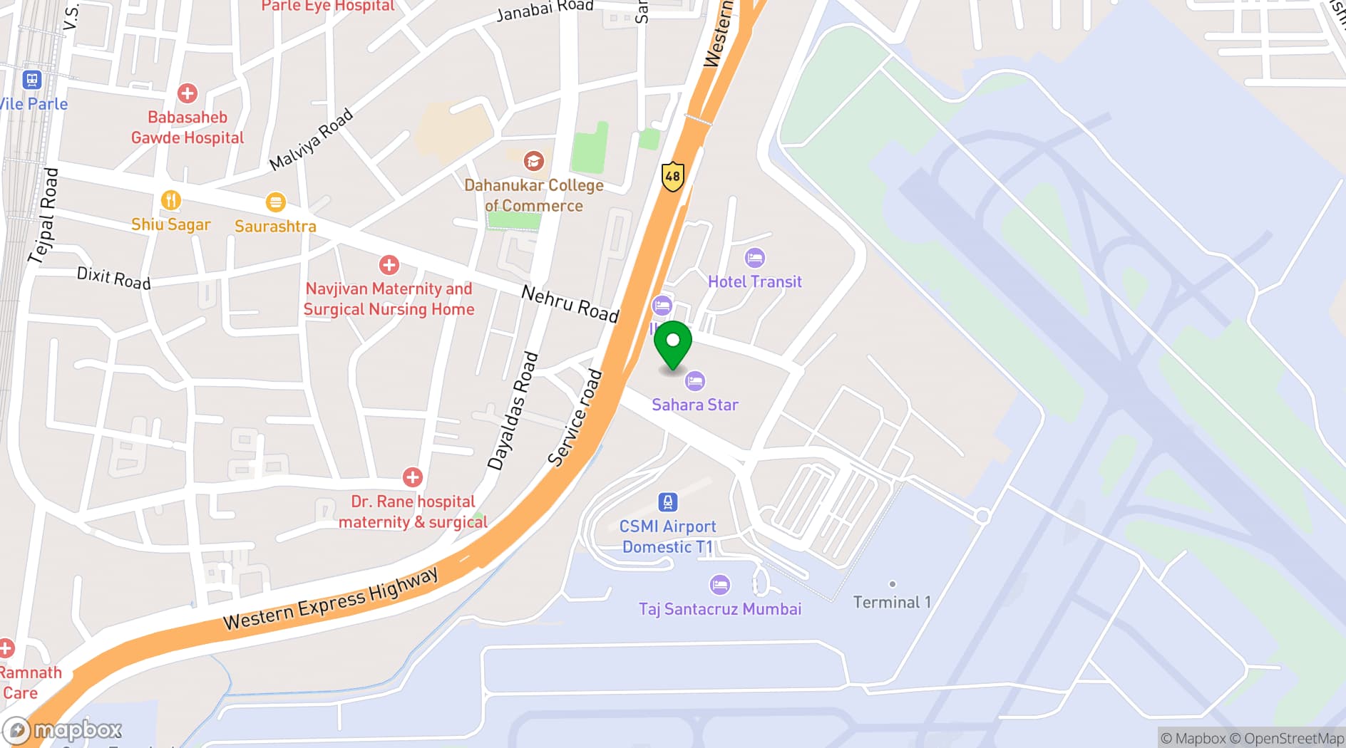 Map showing Hotel Sahara Star