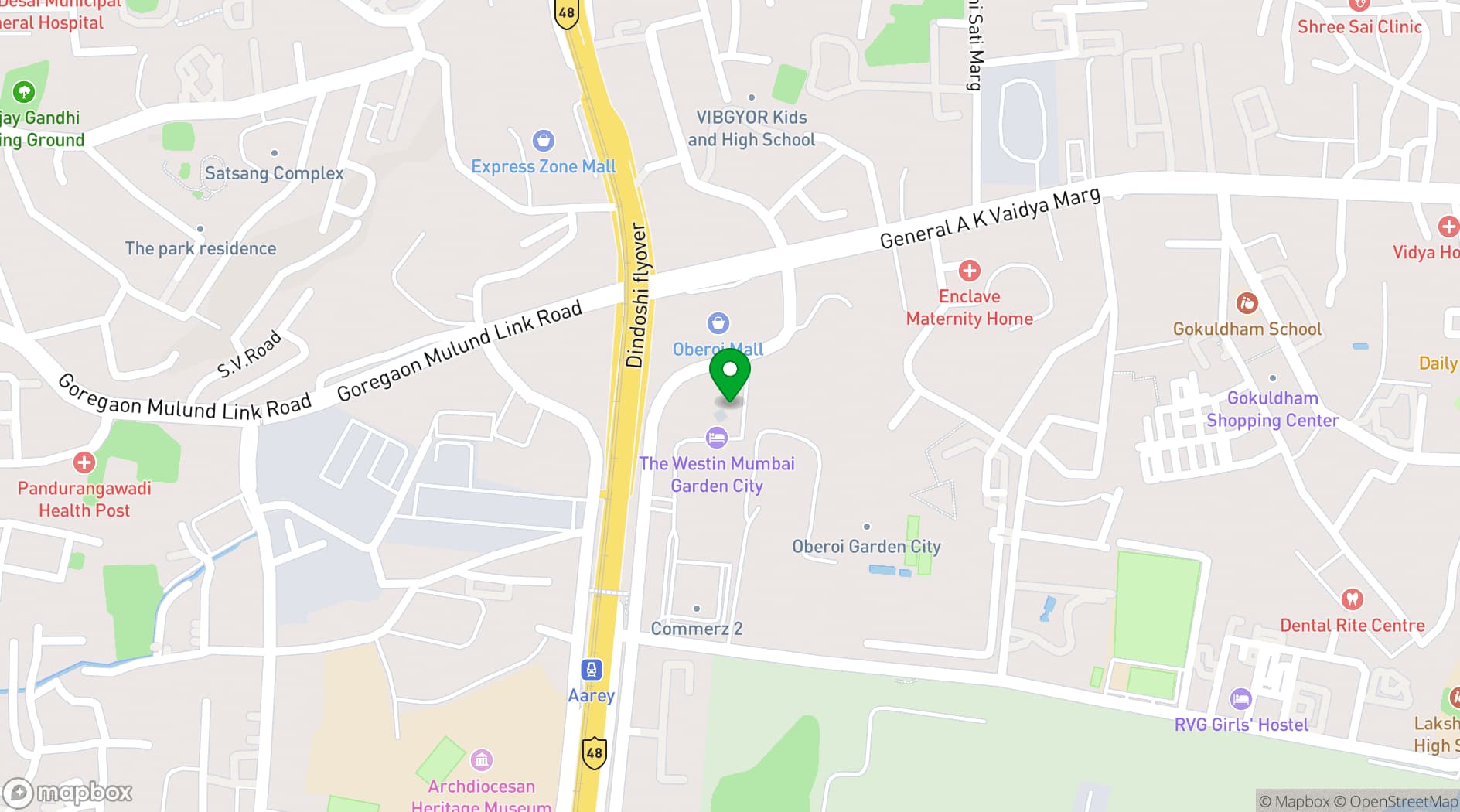 Map showing The Westin Mumbai Garden City