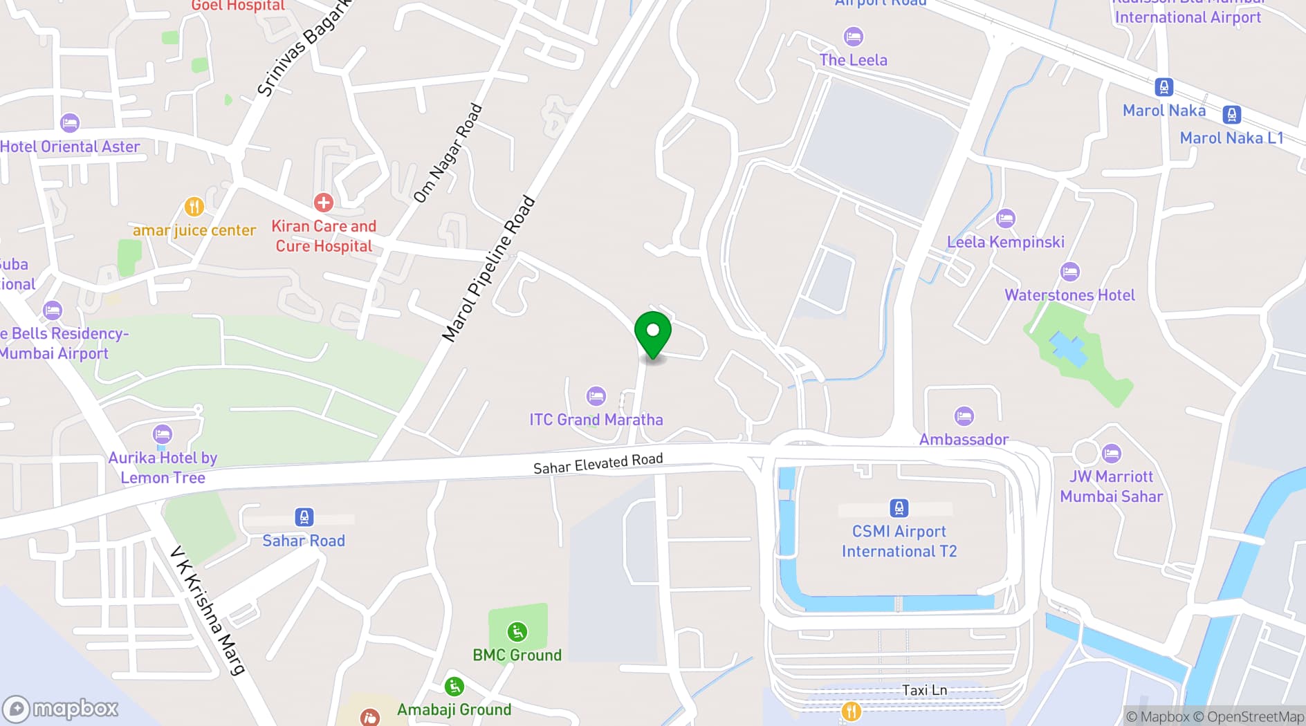 Map showing Hilton Mumbai International Airport