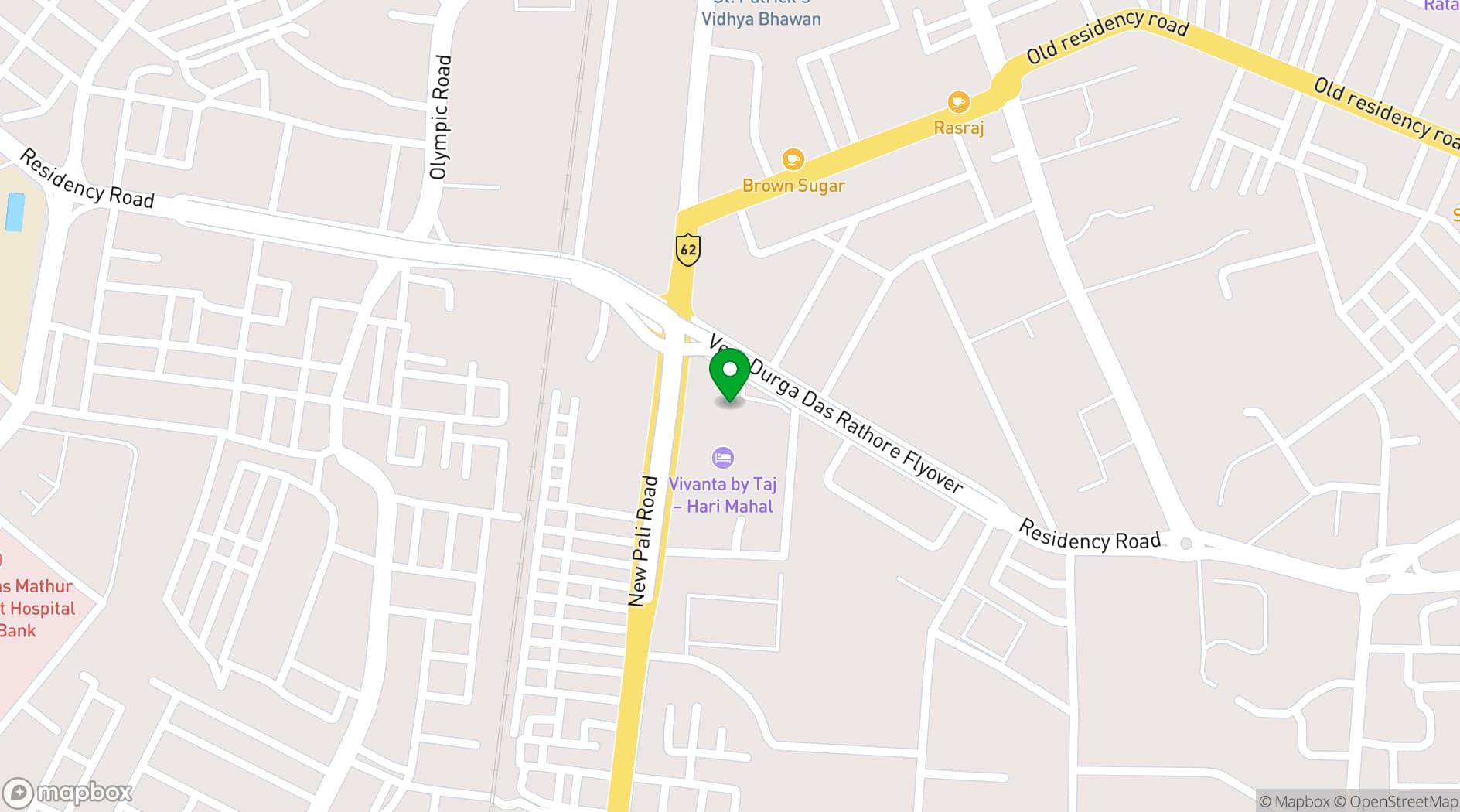 Map showing Taj Hari Mahal
