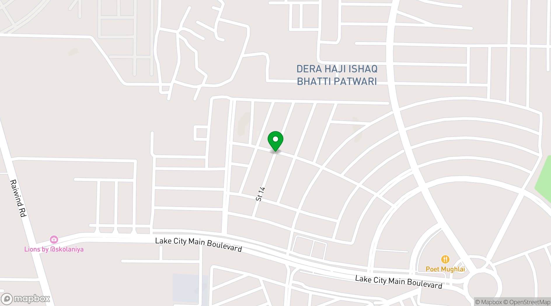 Map showing Poet Boutique Restaurants