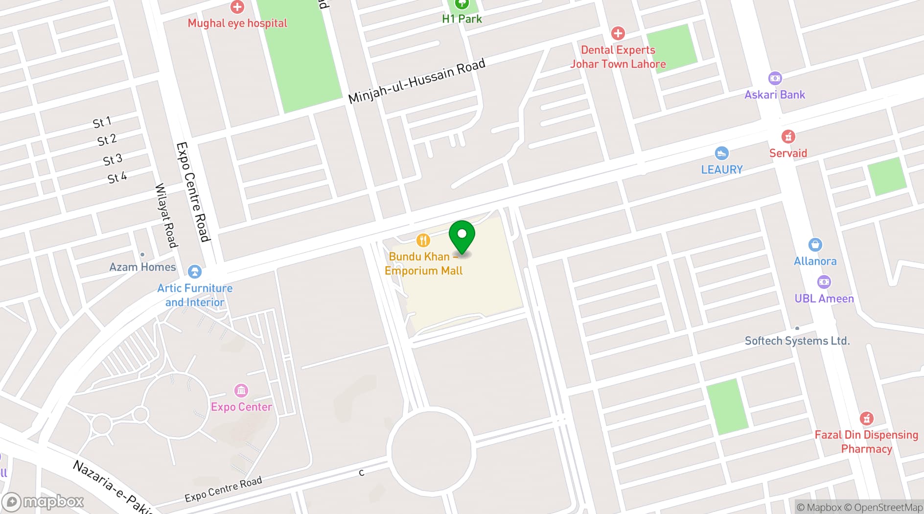 Map showing Nishat Banquets