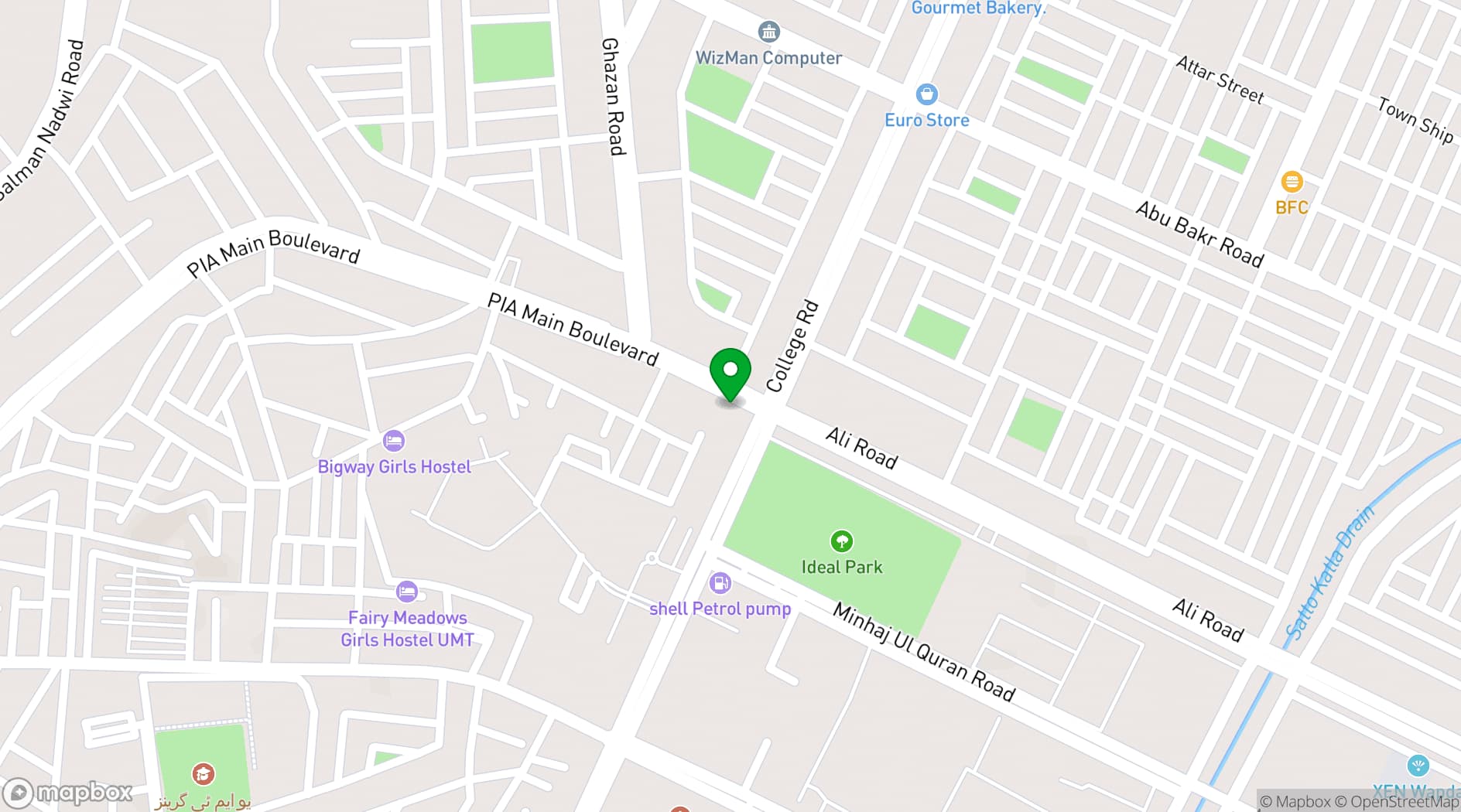 Map showing Dera Marriage Hall