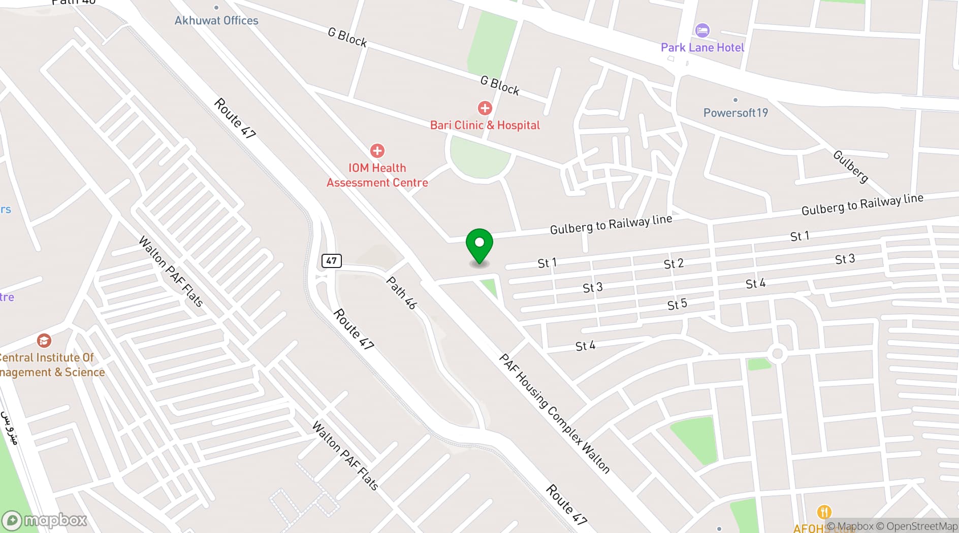 Map showing Ramada Lahore Gulberg