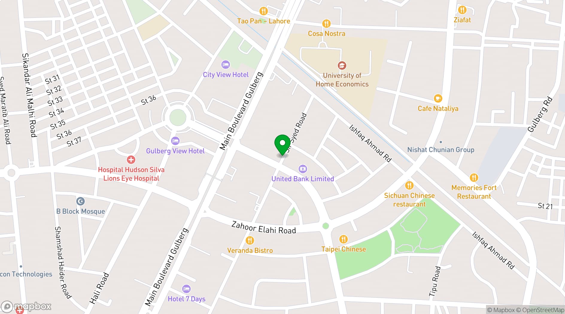 Map showing Gourmet Catering Venues