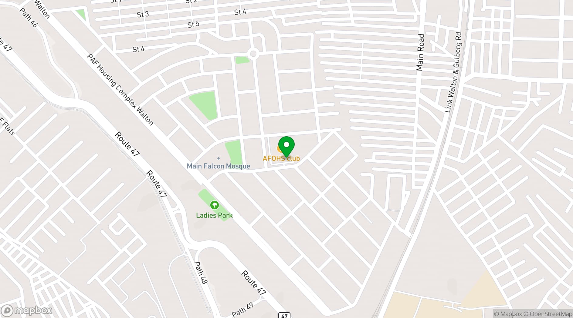 Map showing Green Lounge
