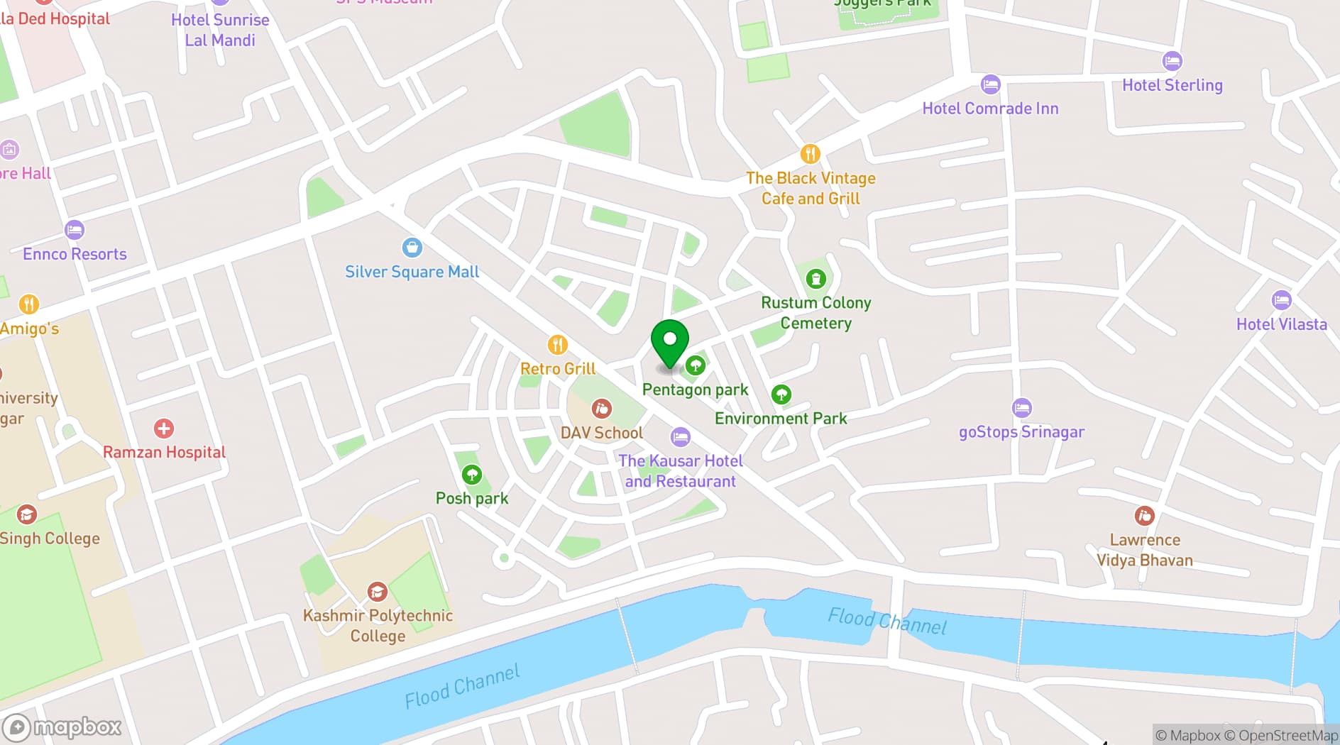 Map showing OYO Hotel Spring Hills