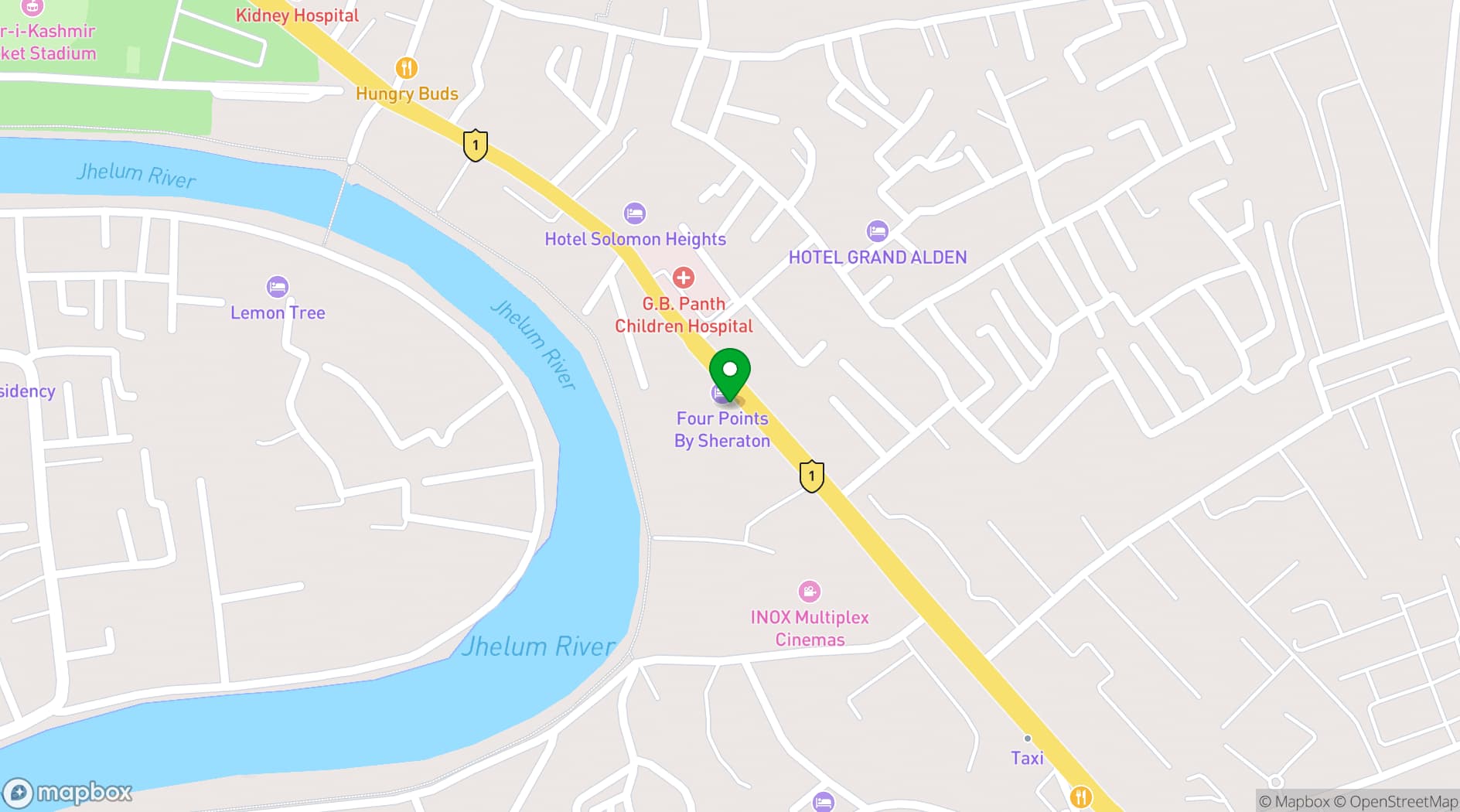 Map showing Four Points by Sheraton Srinagar