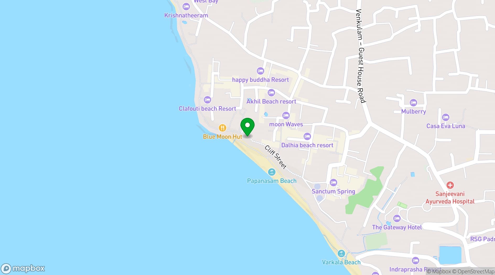 Map showing Hotel Green Palace