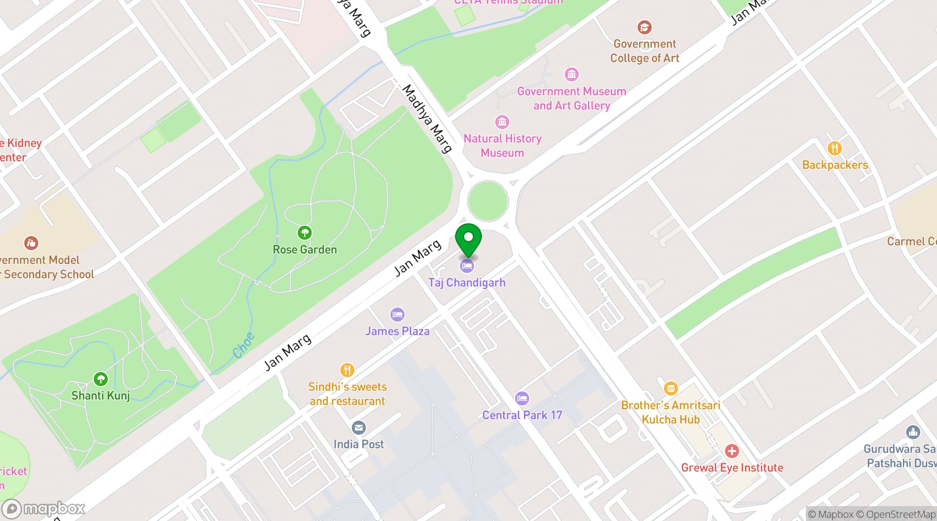 Map showing Taj Chandigarh