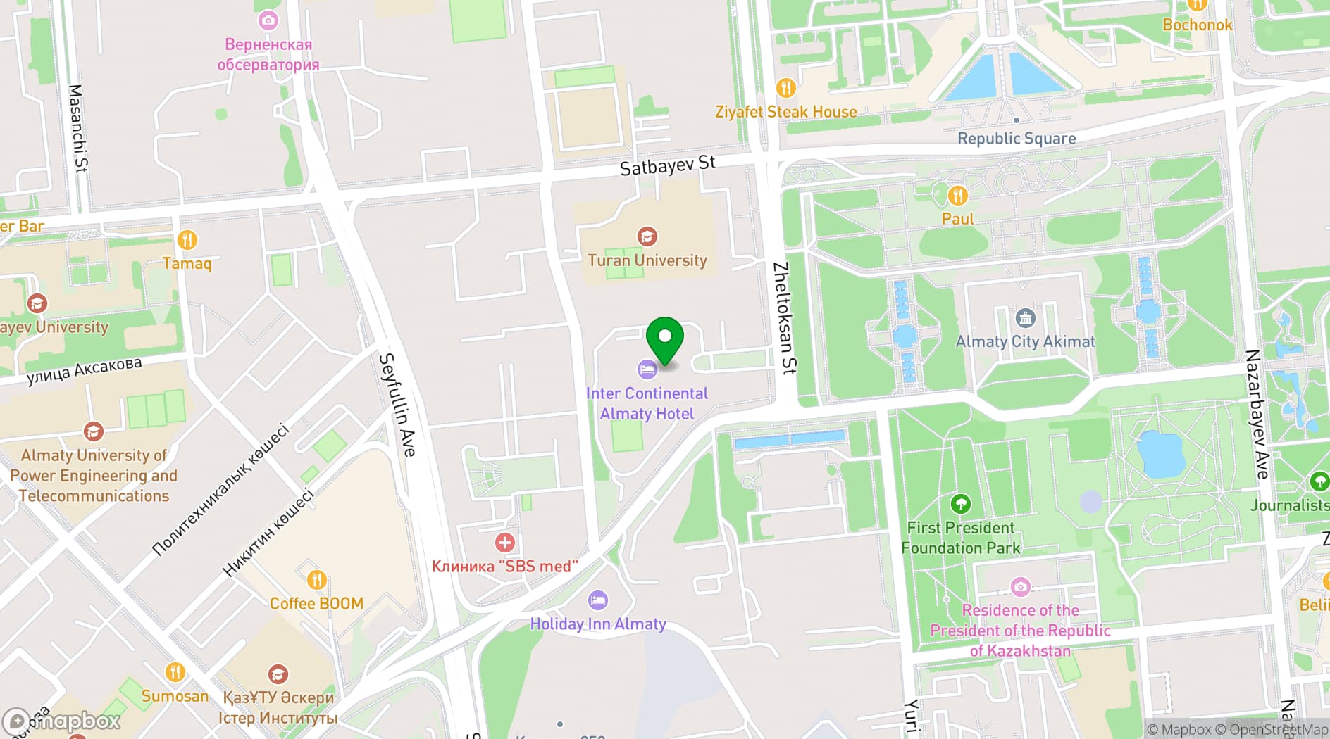 Map showing InterContinental Almaty Hotel