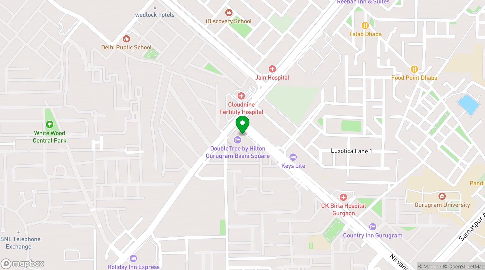 Map showing DoubleTree by Hilton Gurugram Baani Square