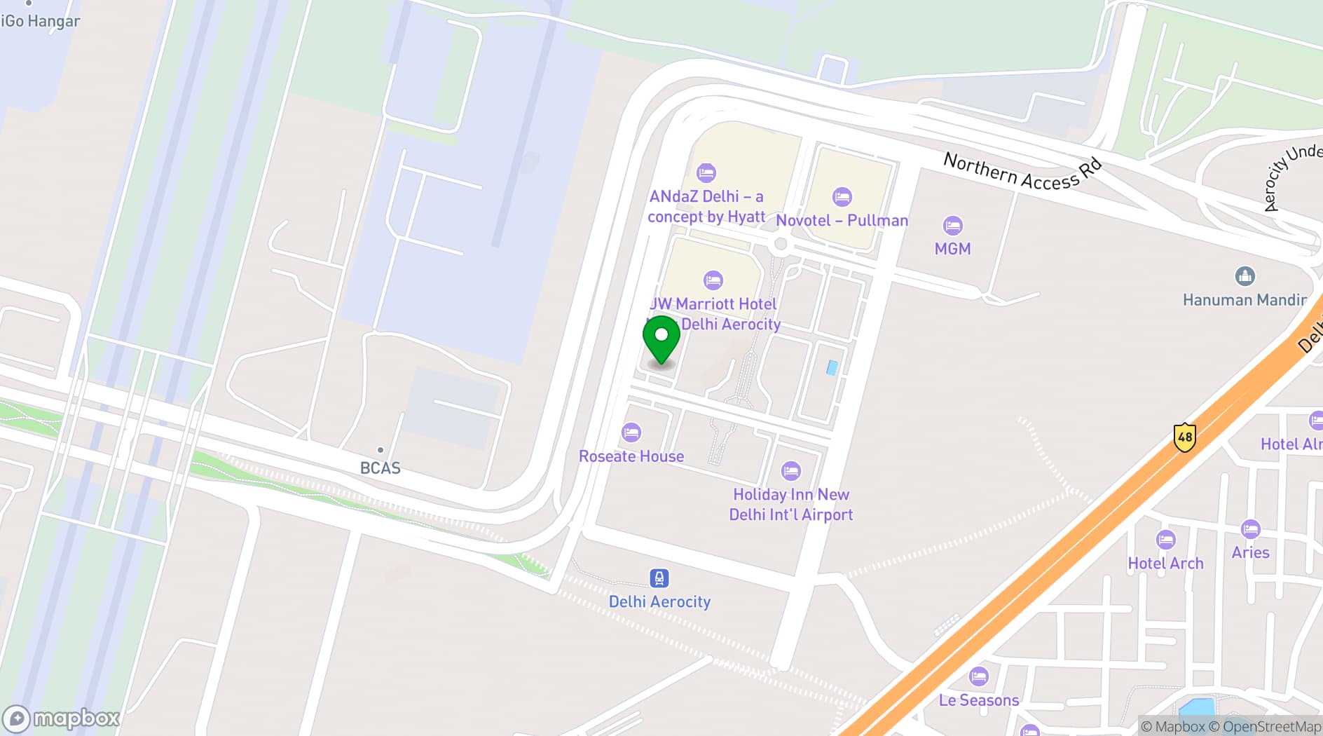 Map showing Lemon Tree Premier Delhi Airport