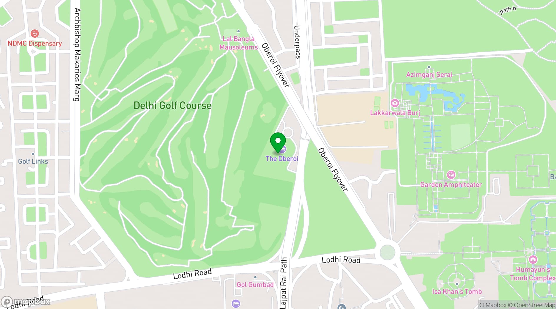 Map showing The Oberoi, New Delhi