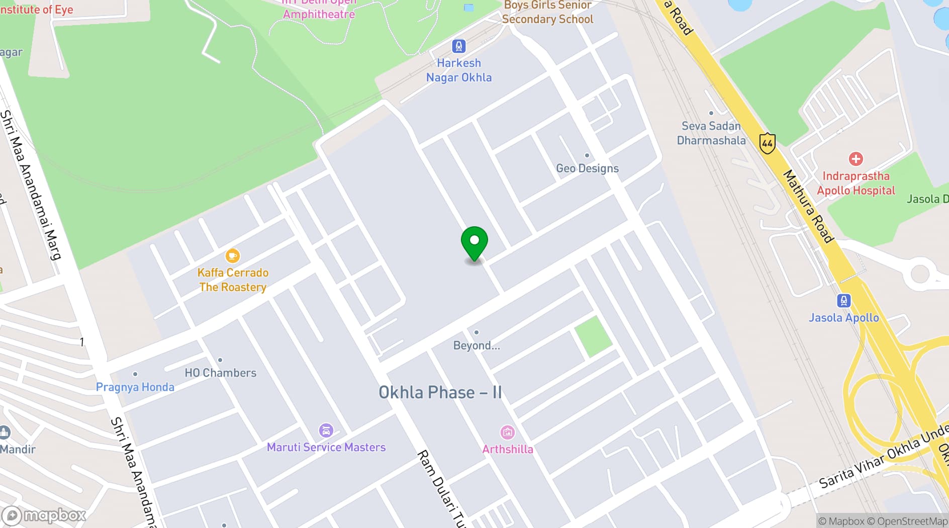 Map showing Park Plaza New Delhi