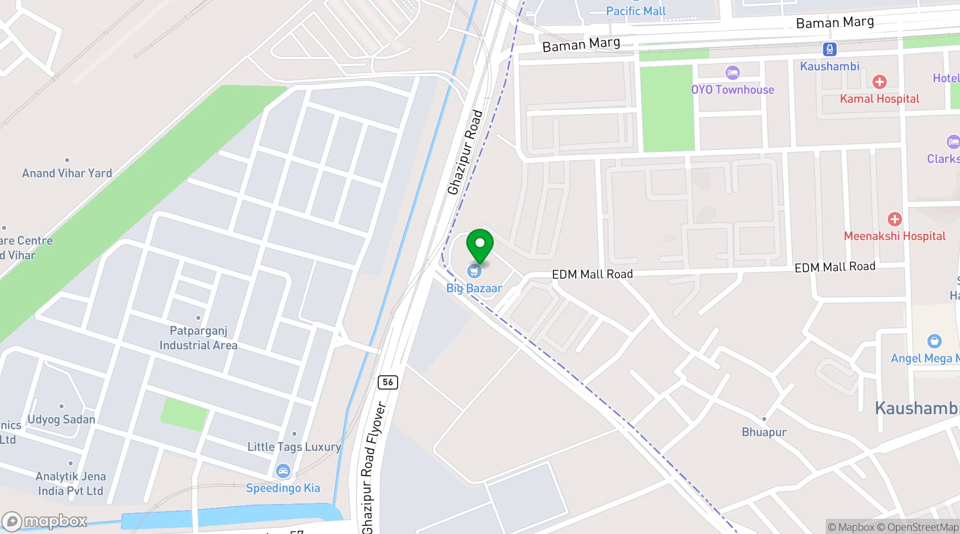 Map showing Lemon Tree Hotel Kaushambi