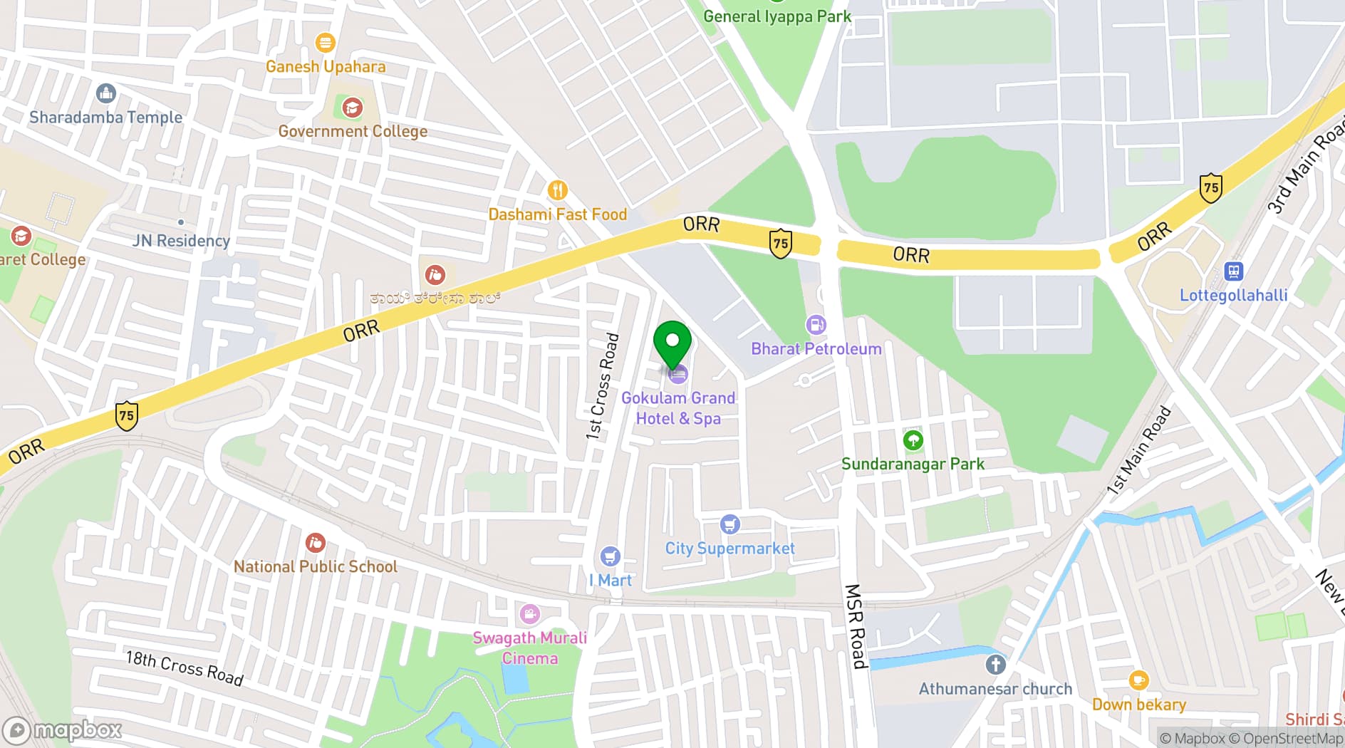 Map showing Gokulam Grand Hotel & Spa