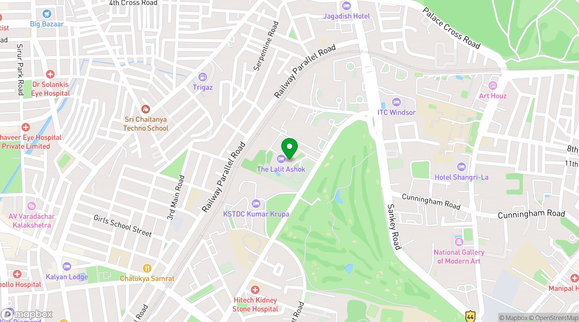 Map showing The LaLiT Ashok Bangalore