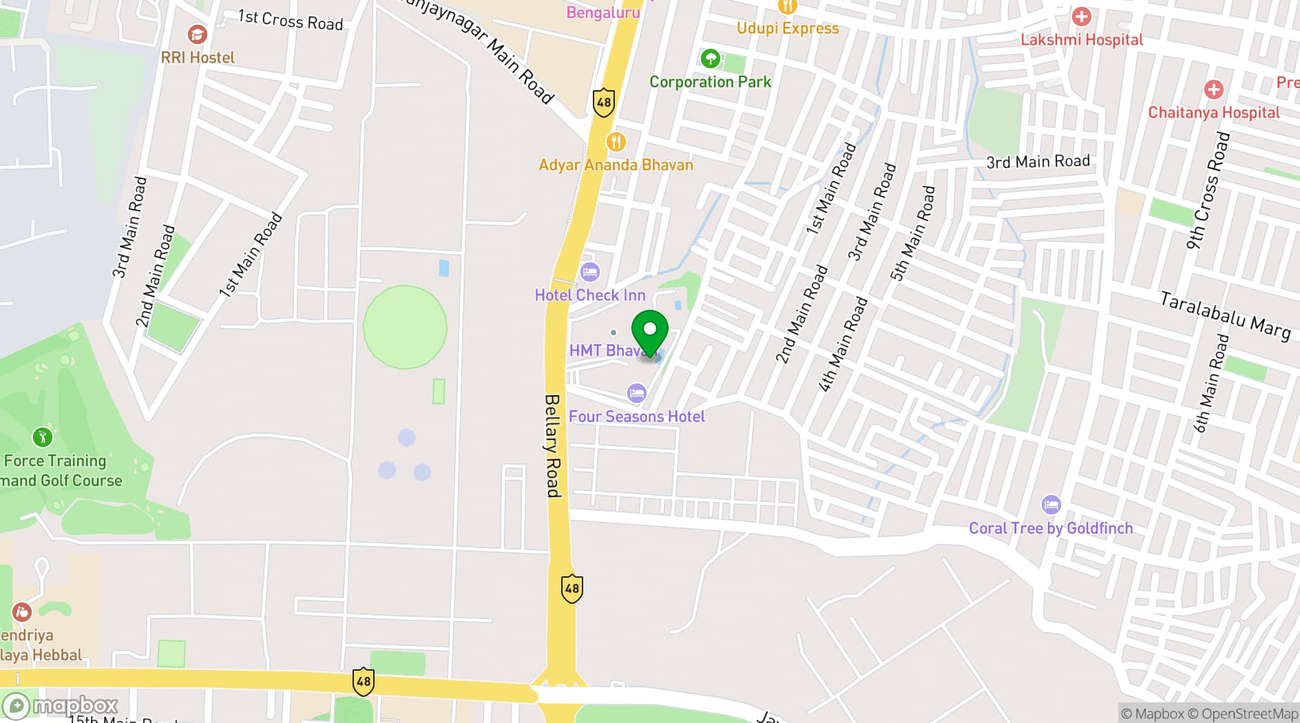 Map showing Four Seasons Bengaluru