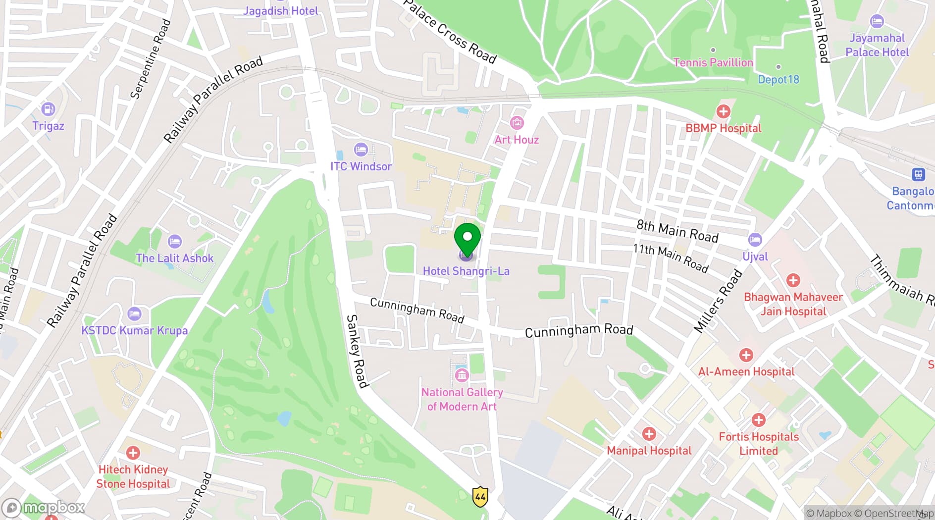Map showing b Café