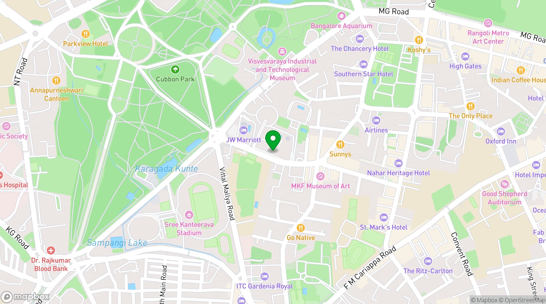 Map showing The Executive Centre - Event Spaces in Bangalore