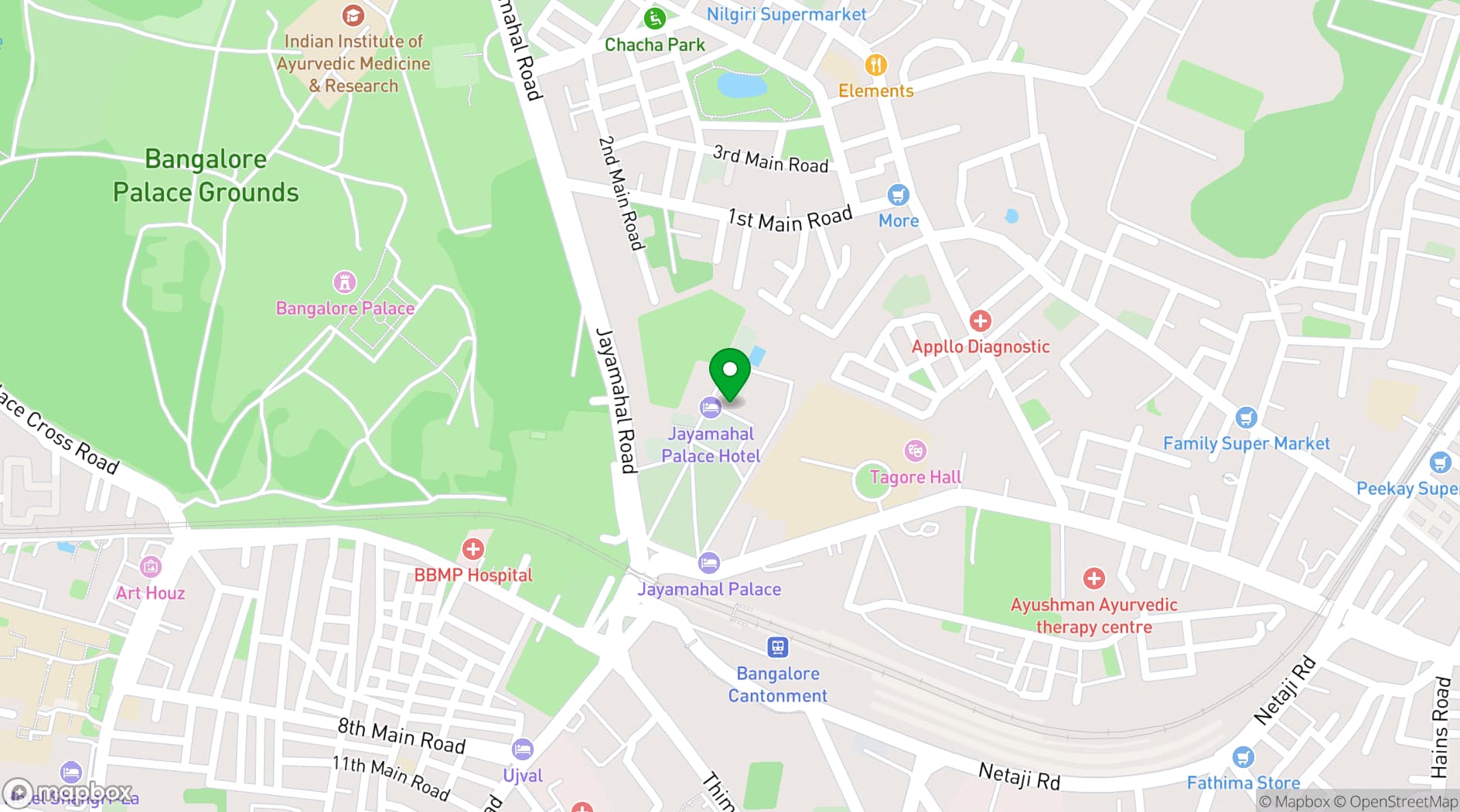 Map showing Jayamahal Palace